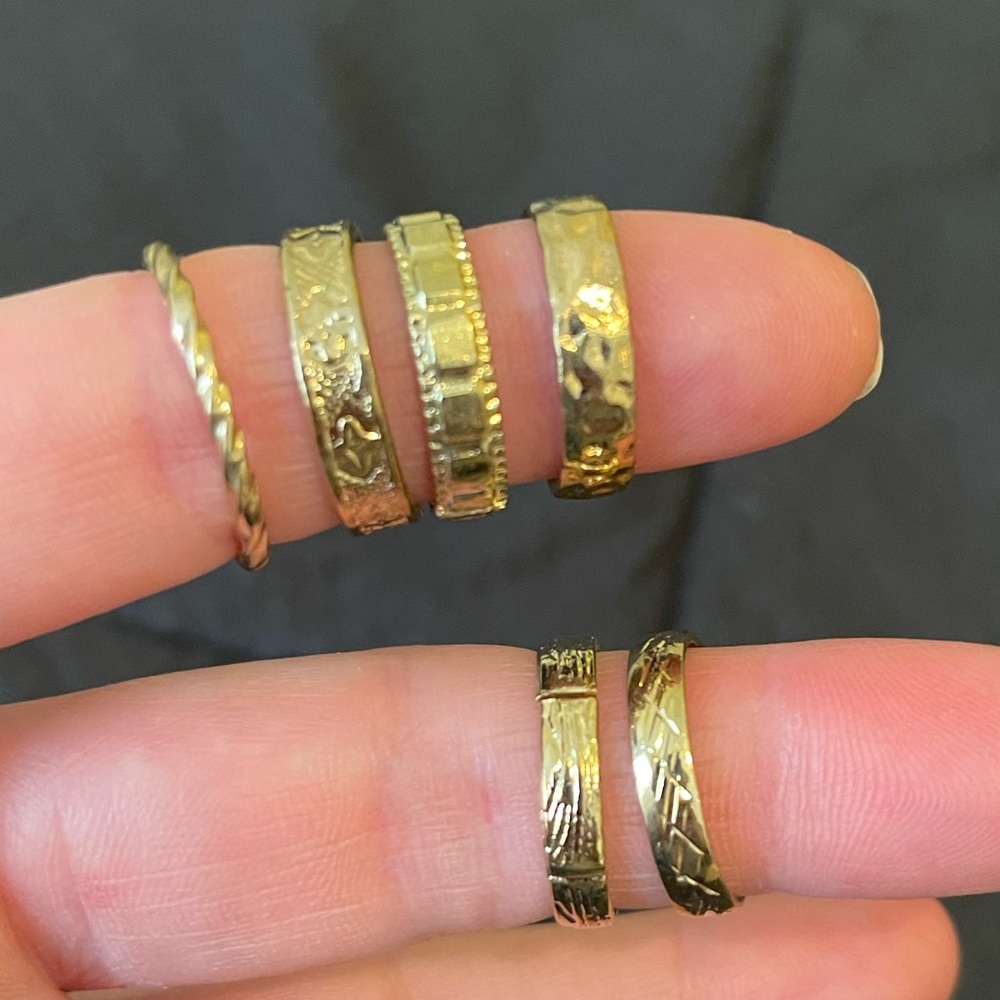 Elegant Gold-Tone Textured Ring Set